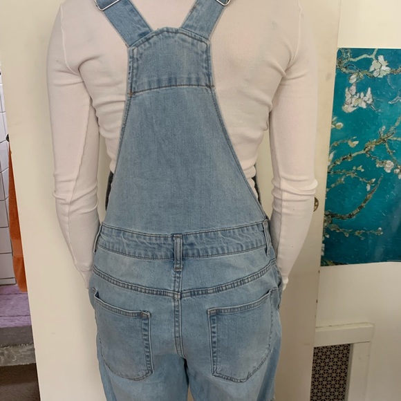 One of a kind hand painted green koi fish overall shorts with black stripes - Picture 4 of 4